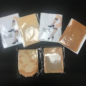 Nude color mixed ankle lace socks